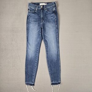 AYR Jeans Womens 26x26 The Riser Frayed Release Hem Blue Med‎ Wash Stretch